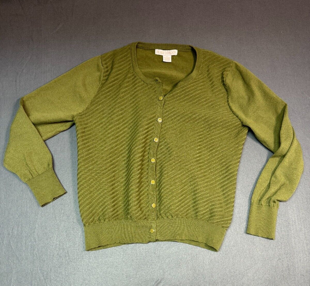 Blair London Cardigan Sweater Button Up Long Sleeve Green Women's Size XL